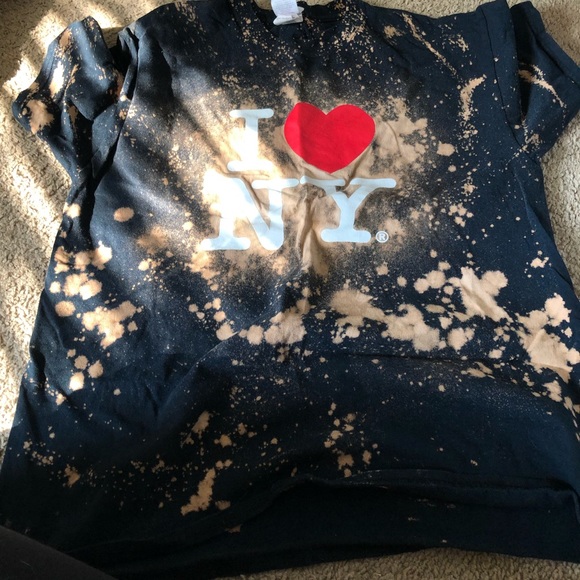 Unisex I 🤍 NY bleached t-shirt - Picture 1 of 2